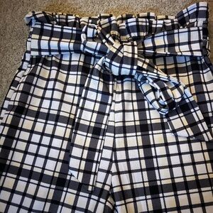 SHEIN Black and White Plaid Pants